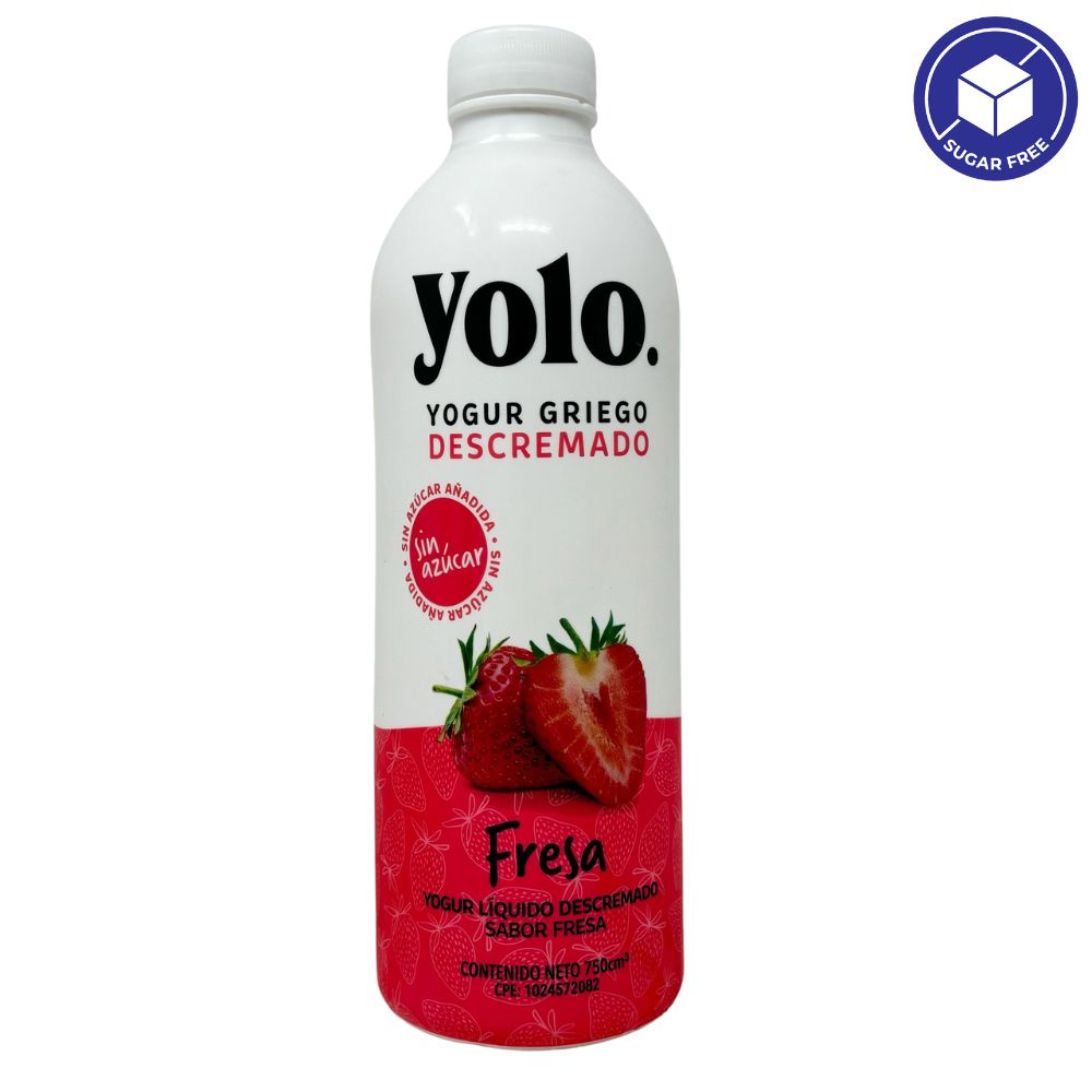 Yolo Yogurt Griego Liquido Descremado Fresa 750ml