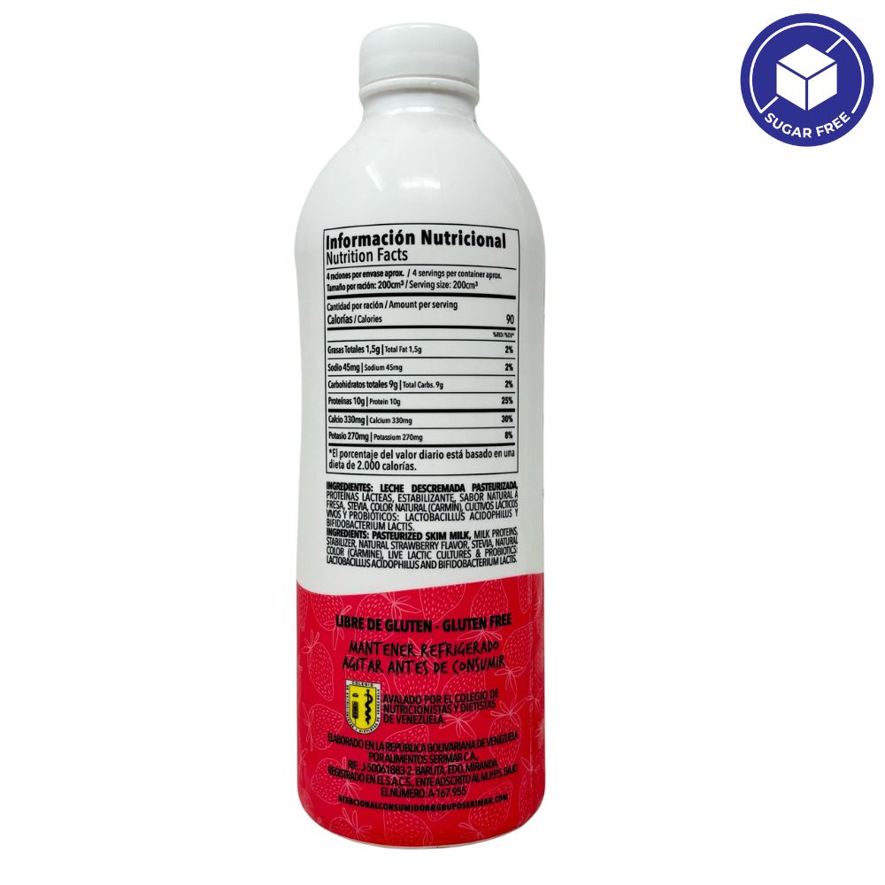Yolo Yogurt Griego Liquido Descremado Fresa 750ml