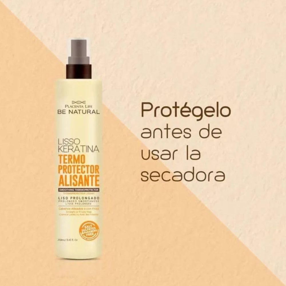 Be Natural Lisso Kertina Termoprotector Alisante Liso Prolongado 250ml