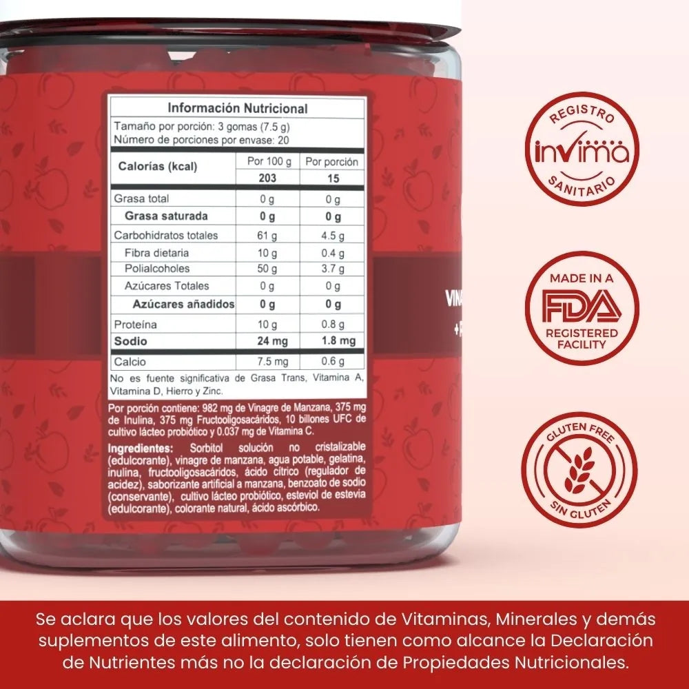The Gummy Box Gomas De Gelatina Apple Cider Vinegar 60Und