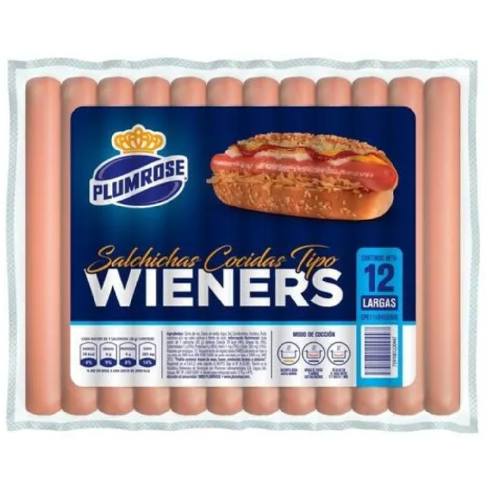 Salchicha Plumrose Tipo Wieners Largas 12 Und 360Gr