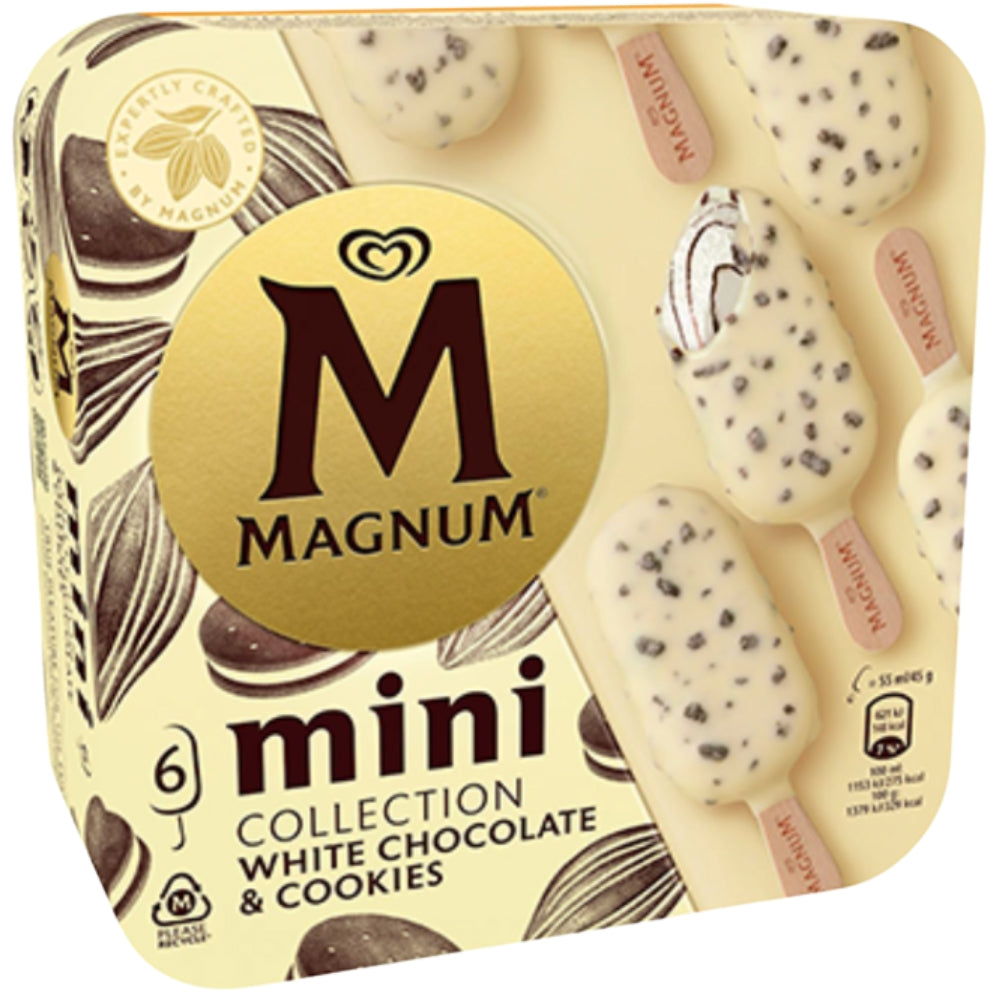 Helados Magnum 6 Pack Mini Collection White Chocolate & Cookies