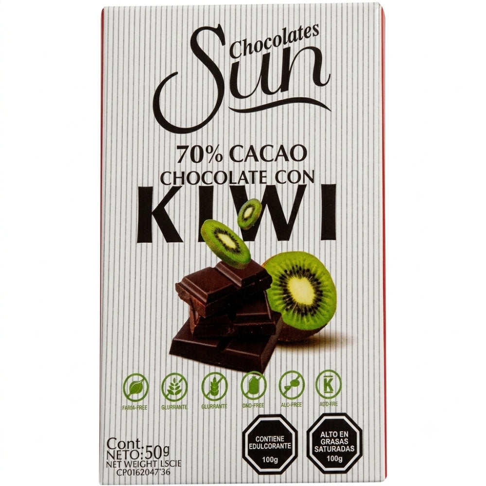 Chocolate Sun Chocolate Venezolano 65% Cacao Kiwi Orgánico y Saludable 50gr
