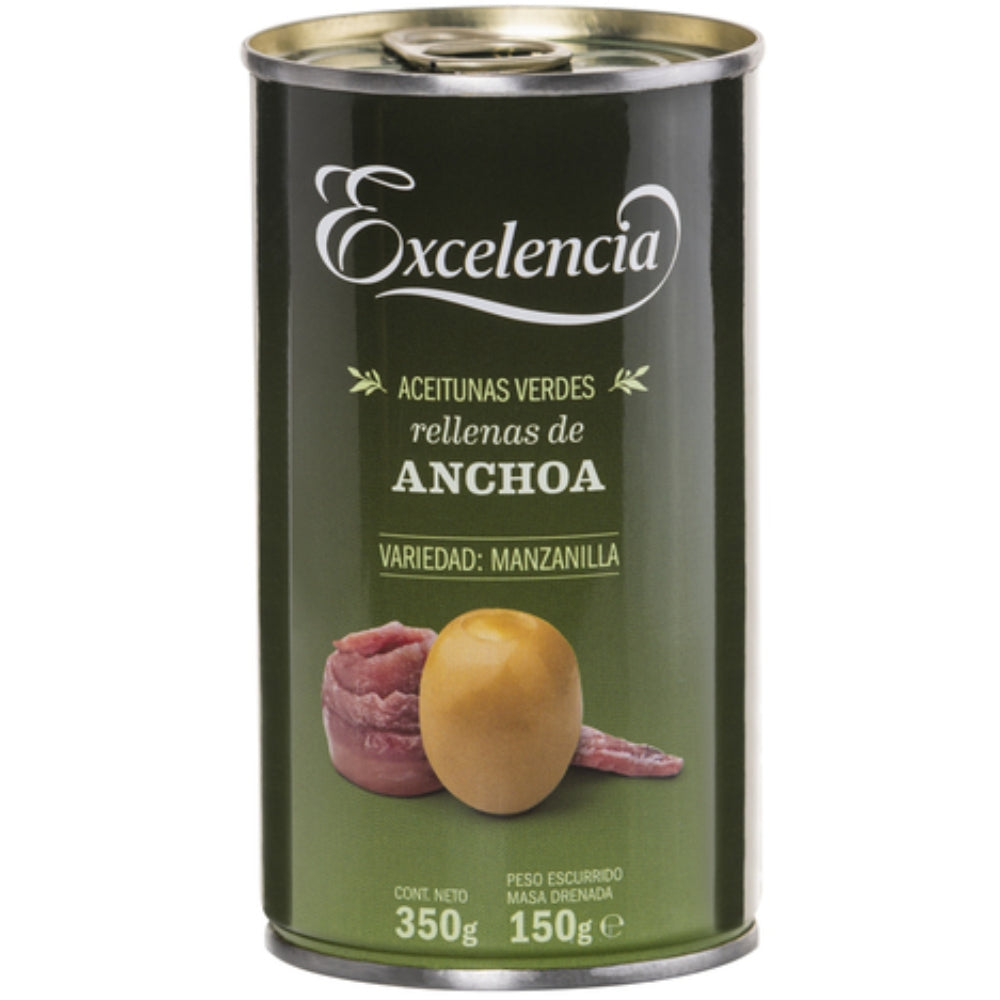 Excelencia Aceitunas Verdes Rellenas De Anchoas Envase Lata 350gr
