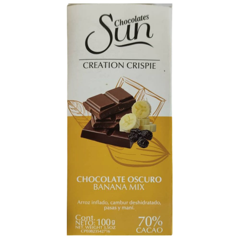Chocolate Sun Creation Crispie Choco Oscuro Banana Mix 70% Cacao 100gr