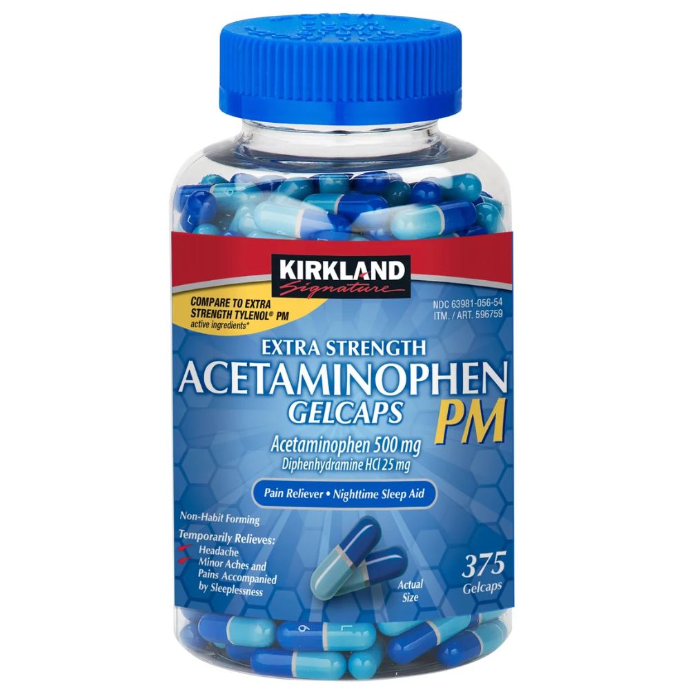 Acetaminophen Kirkland PM Rapid Release 500mg 375 Capsulas