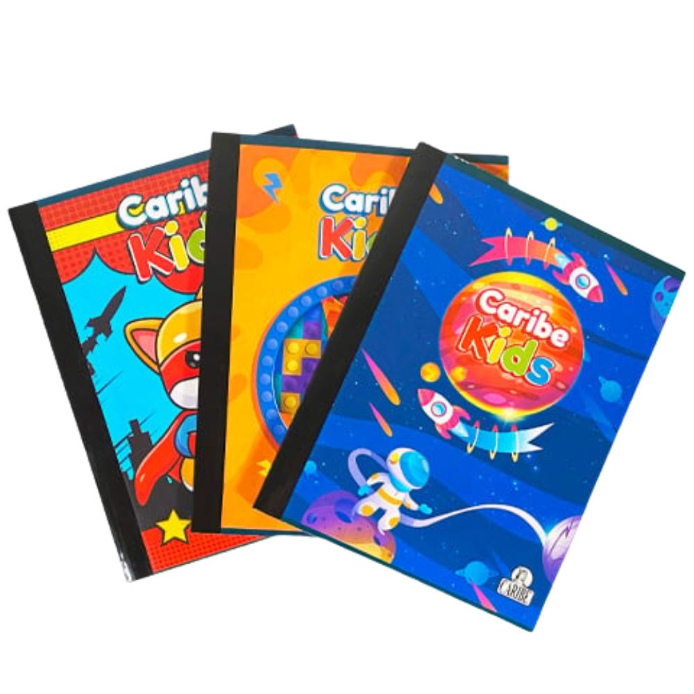 Libreta Empastada Doble Linea Caribe Kids Modelos Surtidos 100 Hojas