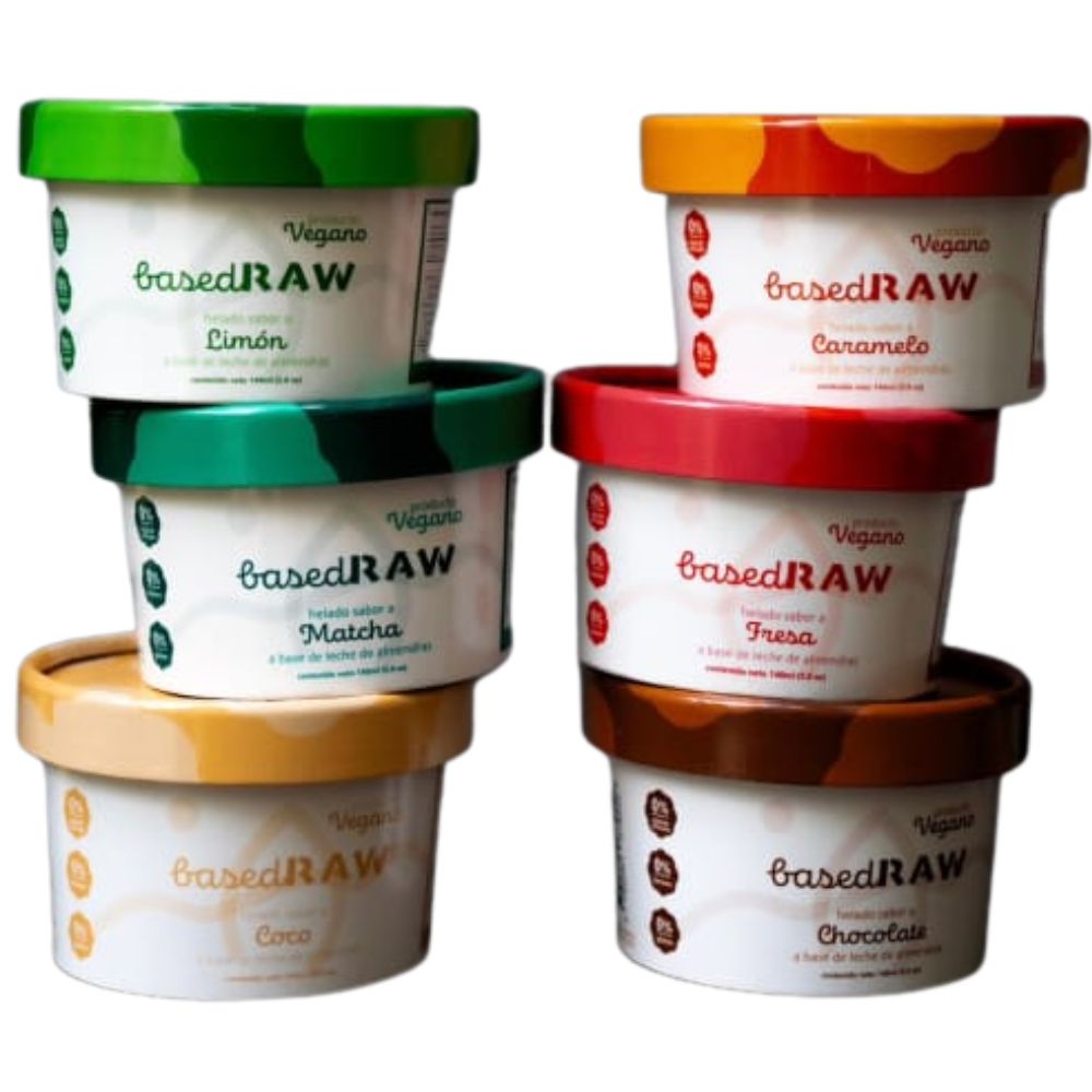 Helado Vegano de Fresa BasedRaw a Base de Leche de Almendras 130ml