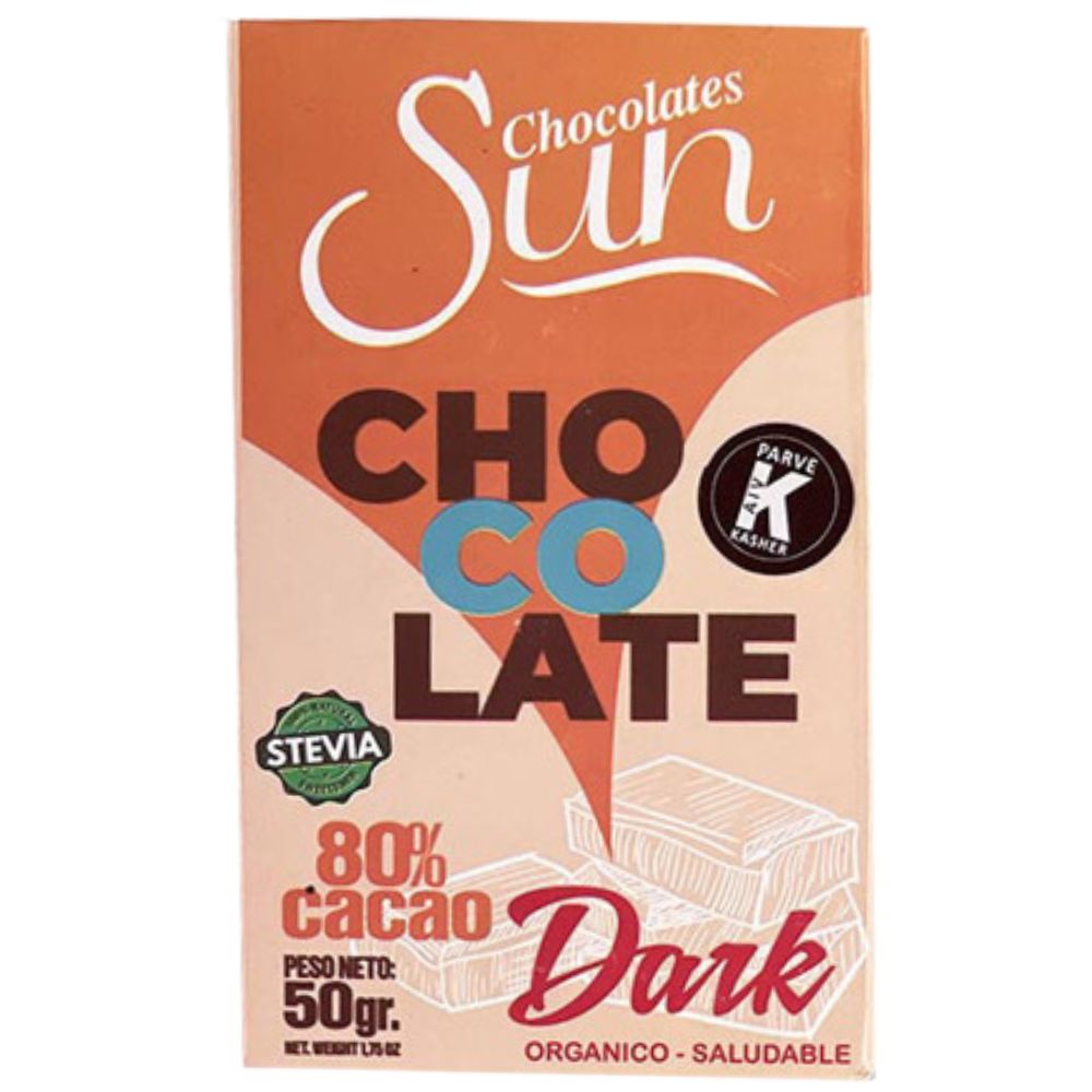 Chocolate Sun Barras Keto Dark 80% con Stevia Cacao 50gr