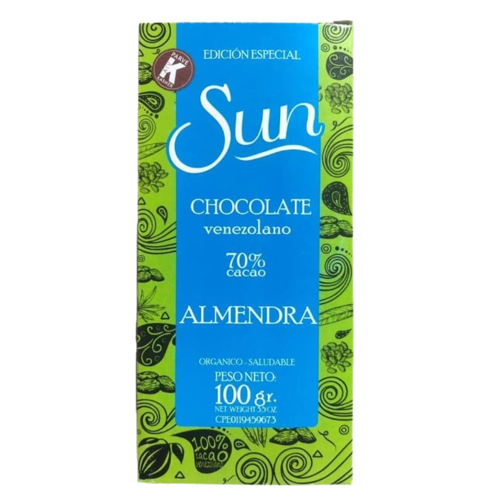 Chocolate Sun Edicion Especial Chocolate Venezolano 70% Cacao Almendra 100gr