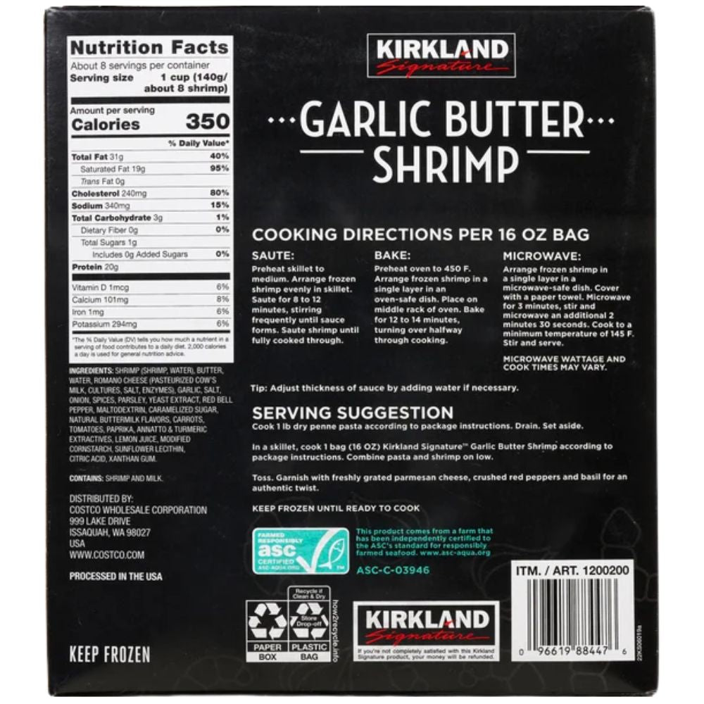Camarones Kirkland Garlic Butter Shrimp 907gr
