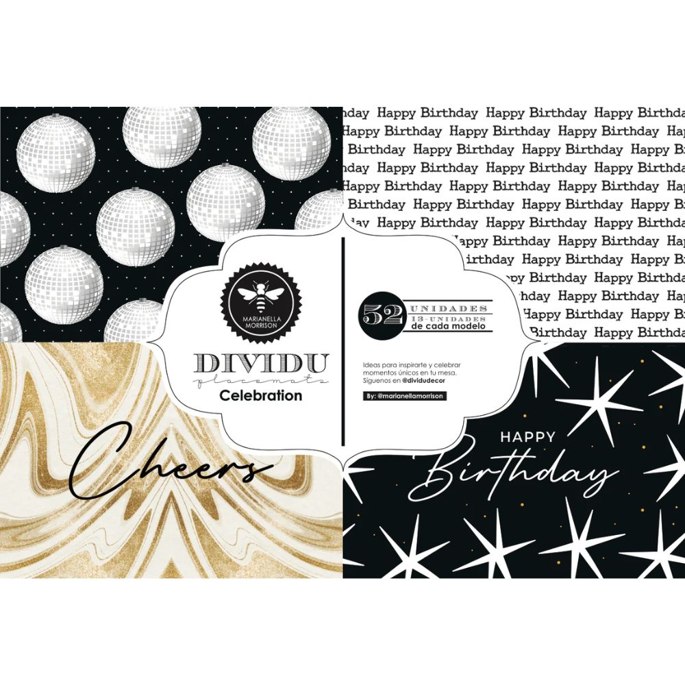 Block de 52 Individuales Marianella Morrison de Papel Dividu Celebration