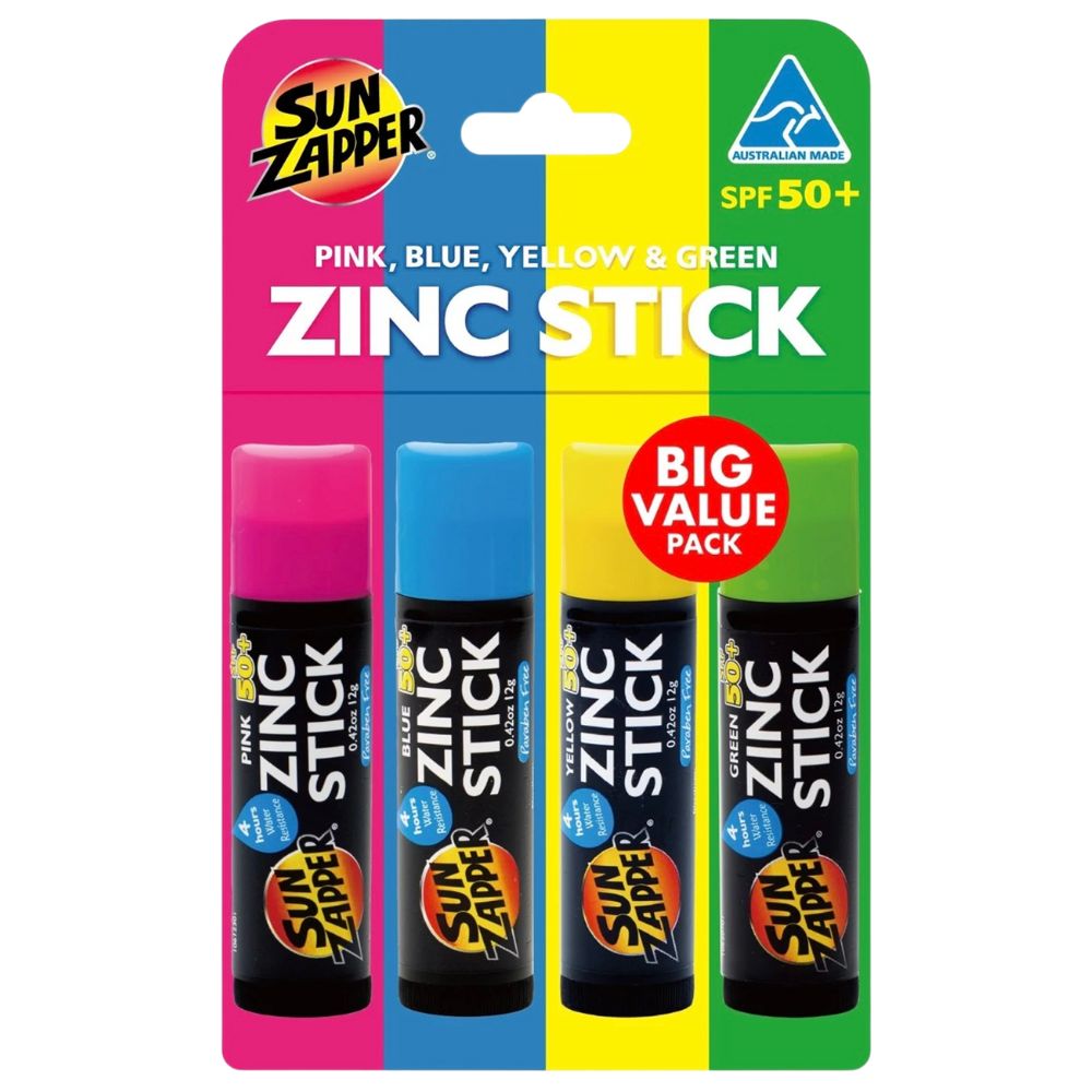 Protector Solar Sun Zapper Zinc Stick Pack Rainbow Pack 12gr x 4 Und