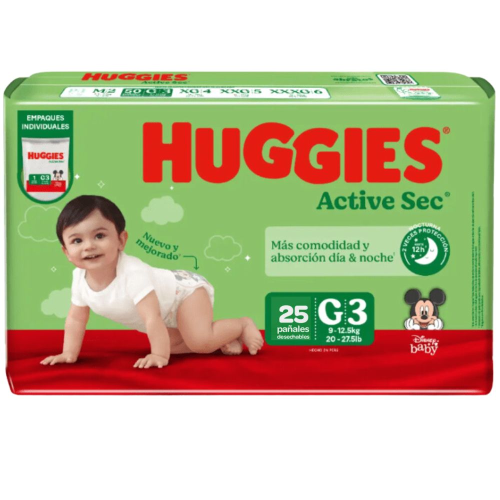 Pañales Huggies Active Sec Talla G 25 und