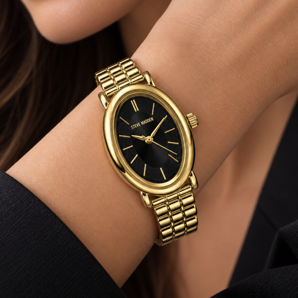 Steve Madden Reloj Para Damas Gold & Black