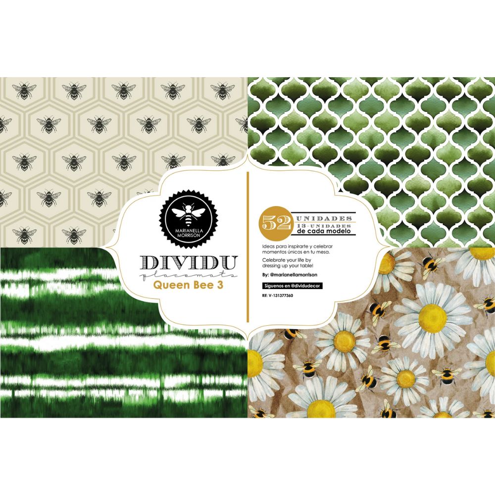 Block de 52 Individuales Marianella Morrison de Papel Dividu Queen Bee 3 2025