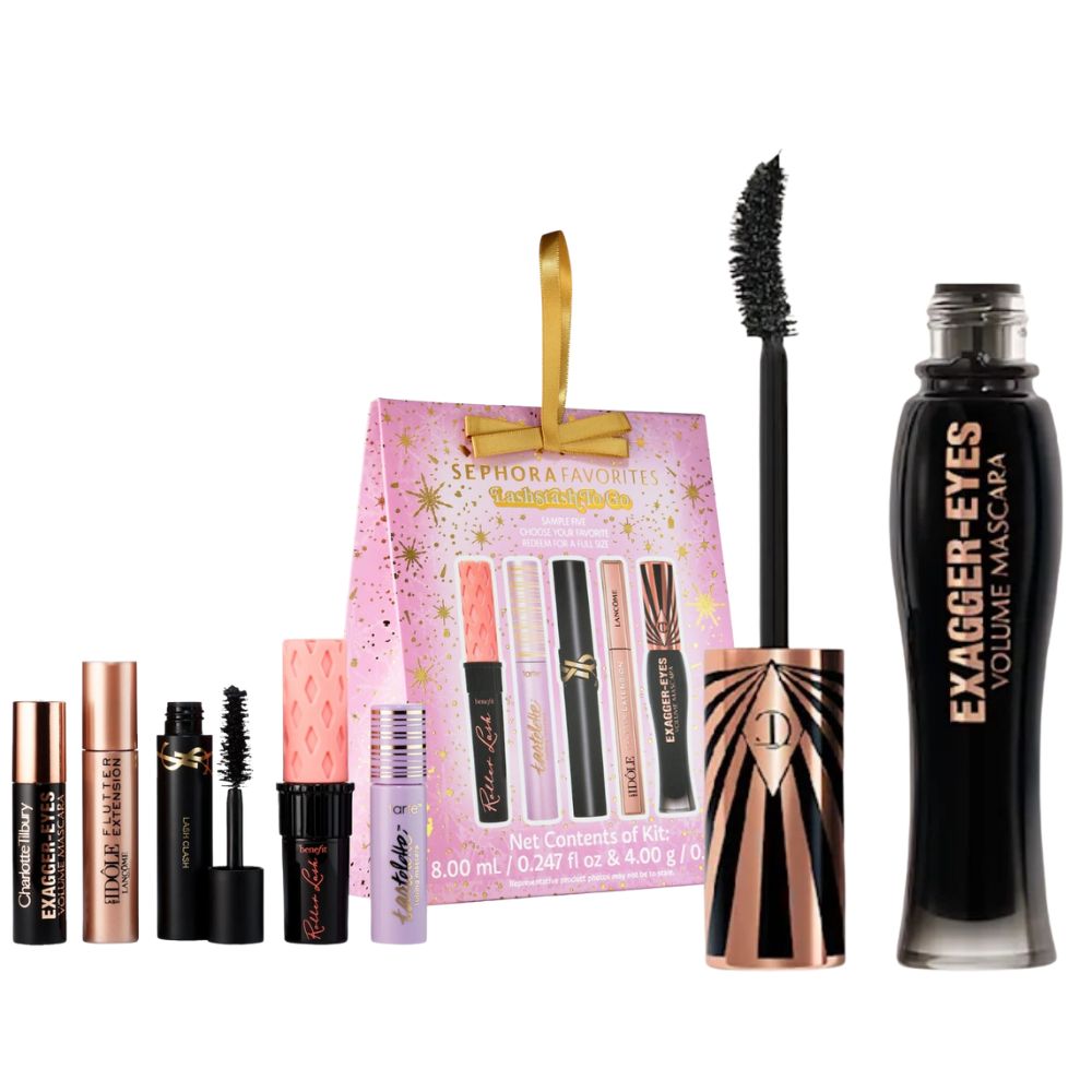 Charlotte Tilbury Mascara Exagger Eyes 10ml Full Size + Sephora Favorites Lashstash To Go Makeup Value Set 5 Mini