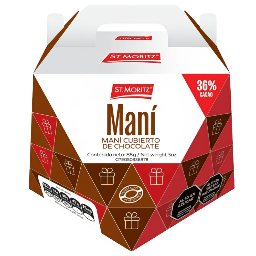 St. Moritz Navidad Mani Cubierto con Chocolate de Leche 85gr