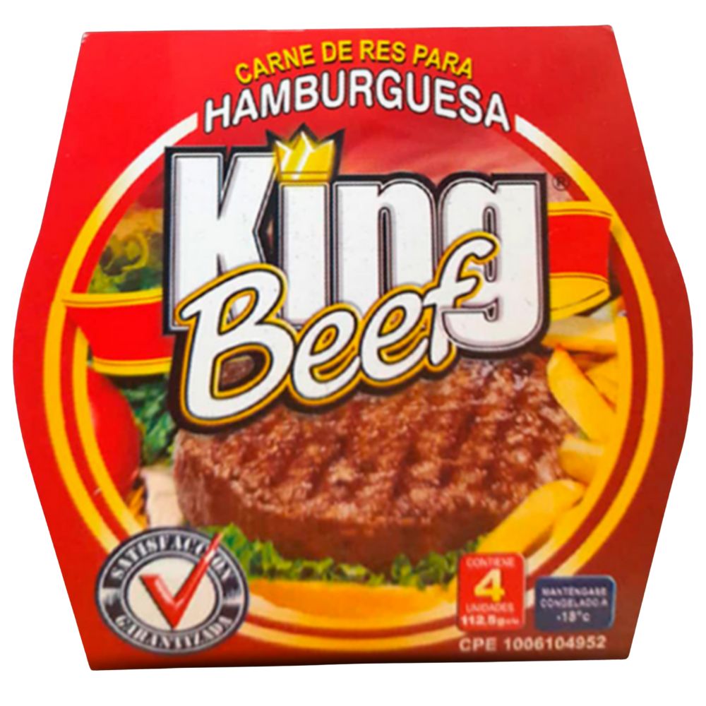 Carne para Hamburguesas King Beef 4 Und 112.5gr c/u