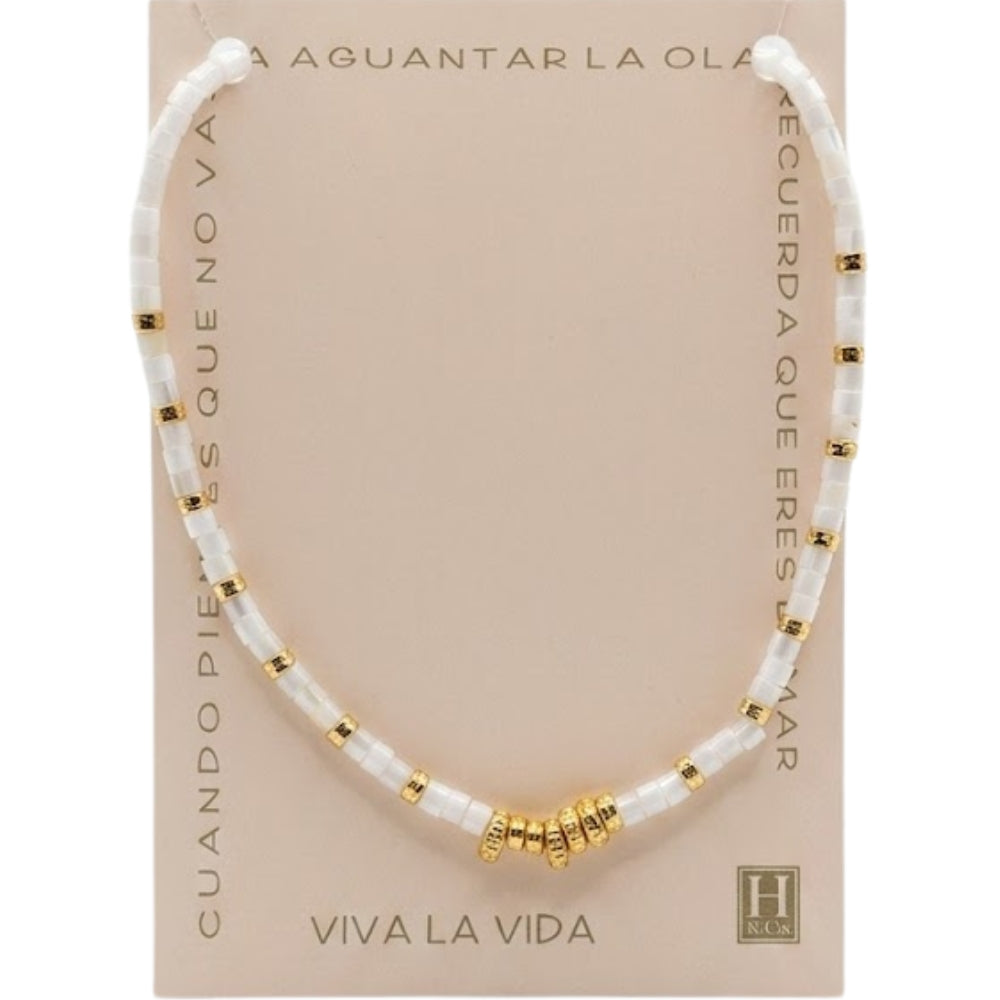 H&Co Collar de Pucas Nacar Piedra Volcanica