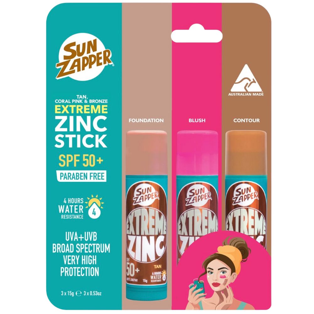 Protector Solar Sun Zapper Extreme Zinc Beauty Pack 15gr x 3 Und