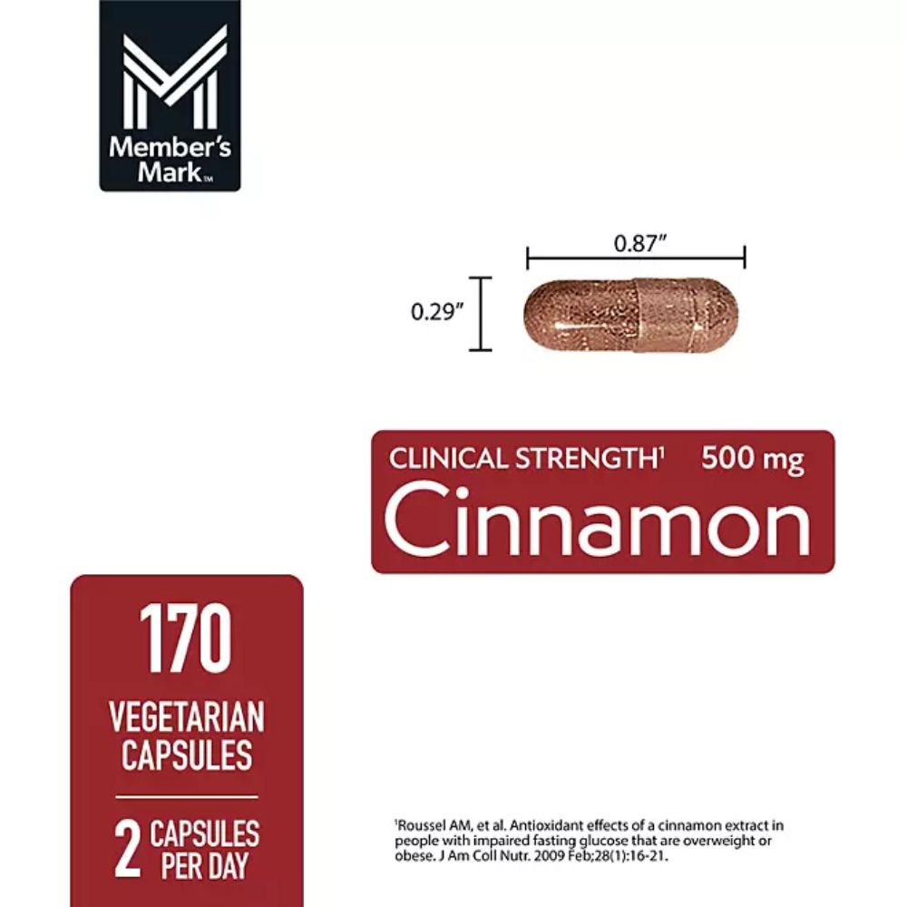 Capsulas de Canela Member's Mark Cinnamon 170 Vegetarian Capsules