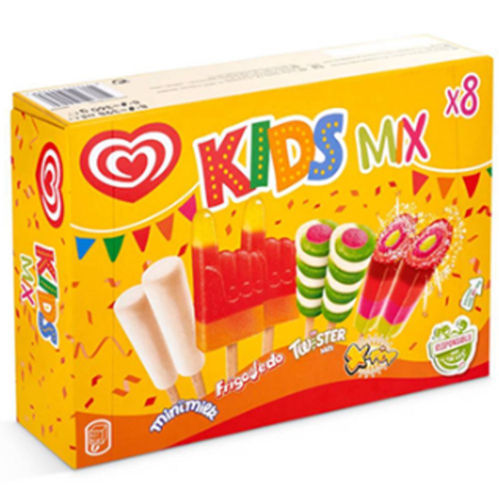 Helados Kids Mix Mini Milk Frigo Dedo Twister X Pop Paletas 8 Und