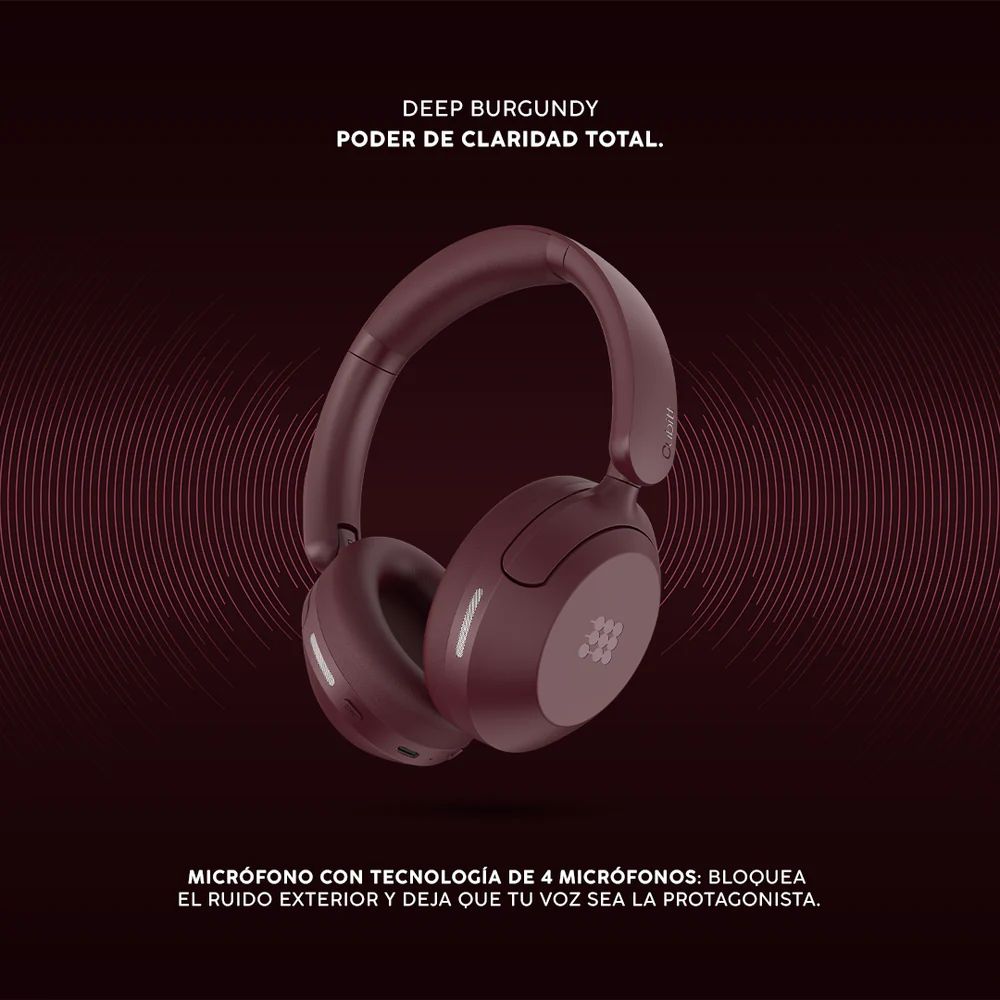 Cubitt Power Headphones – Cancelación de Ruido Híbrida y Sonido Inmersivo Deep Burgundy