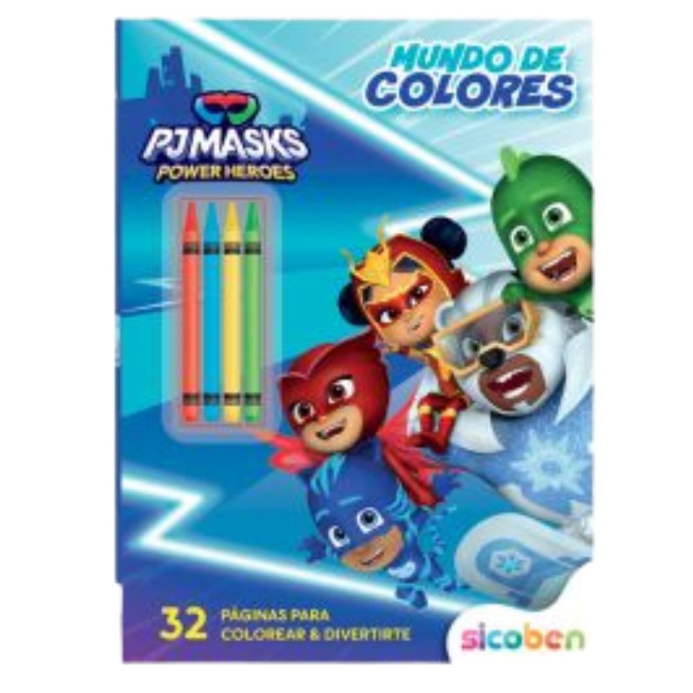 Sicoben Mundo de Colores PJ Mask + 4 Creyones