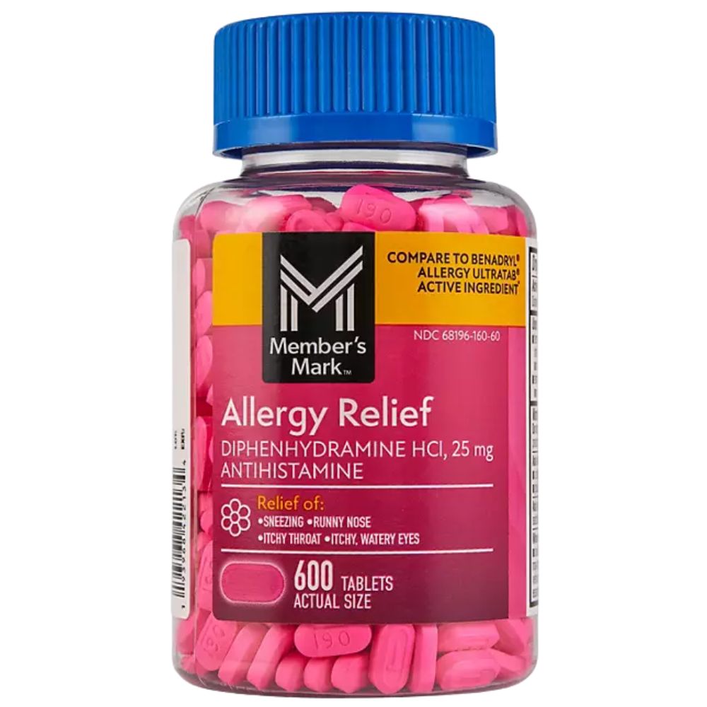 Allergy Relief Member’s Mark 25mg 600 Tabletas