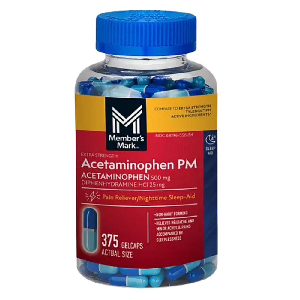 Acetaminophen PM 500mg Members Mark 375 capsulas