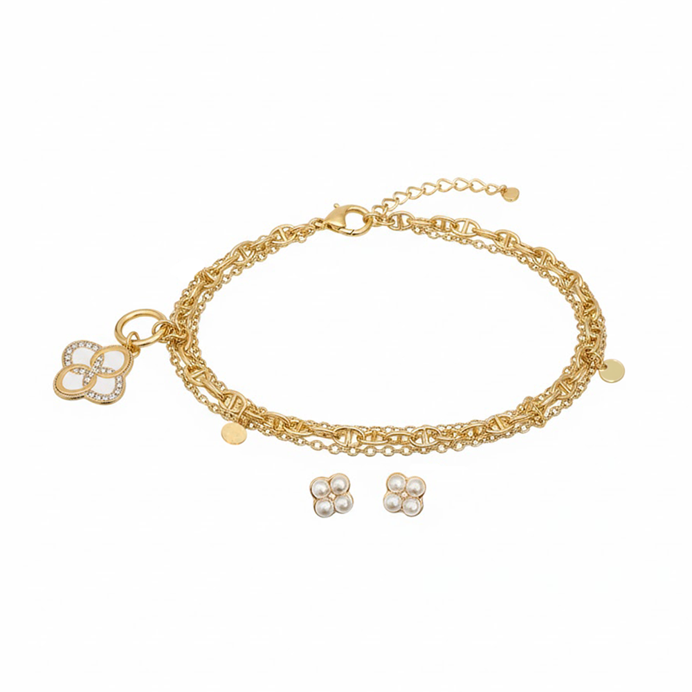 Tahari Set De Pulsera y Zarcillos Dorados