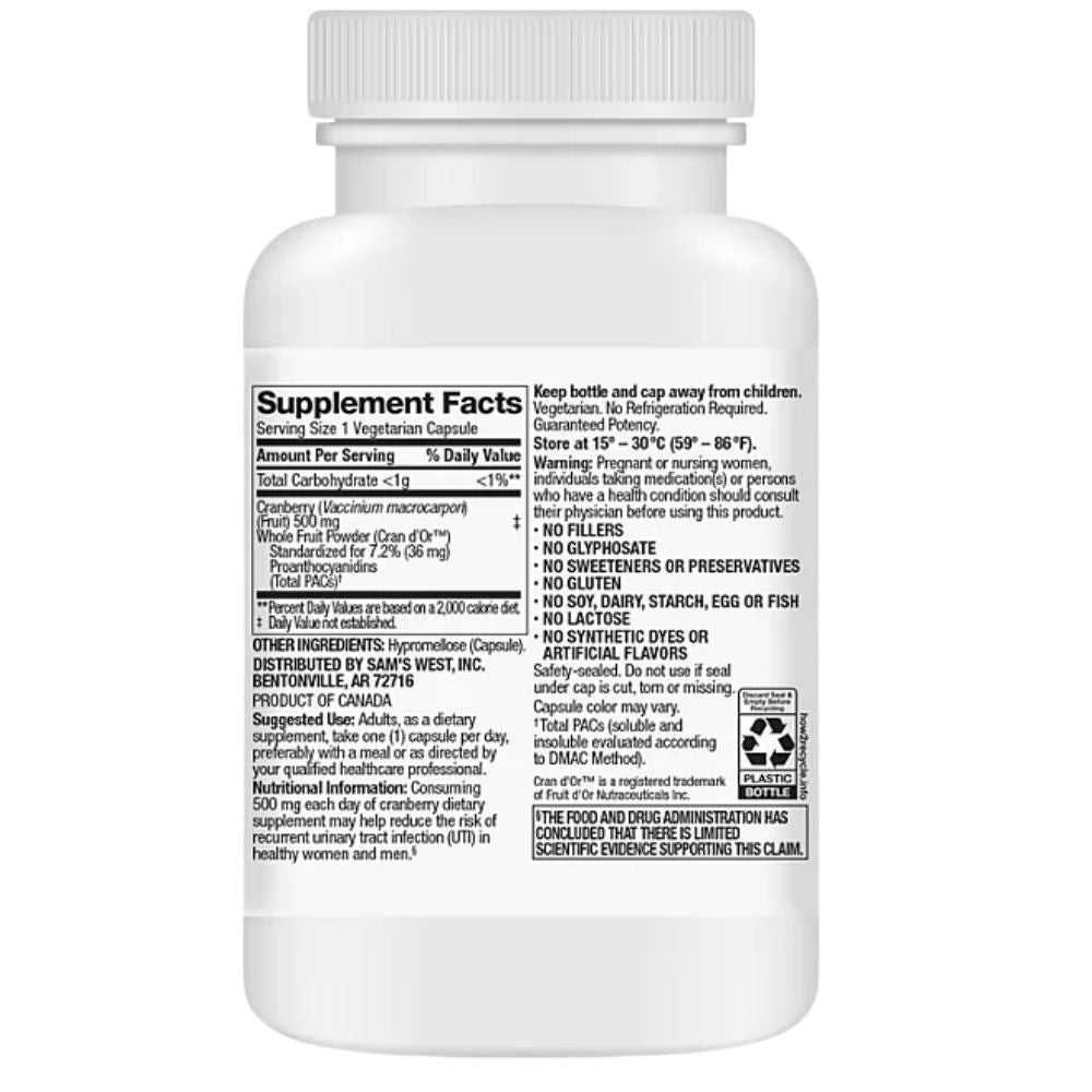 Capsulas de Cranberry Member's Mark 150 Vegetarian Capsules