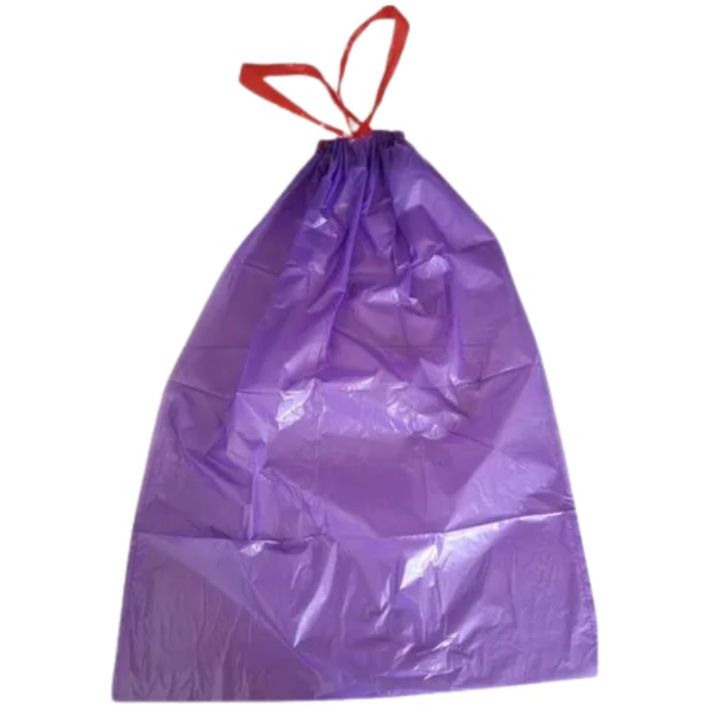 Rollo de 20 Bolsas para Basura con Cinta de Amarre de 60 Litros Color Morado con Aroma Lavanda