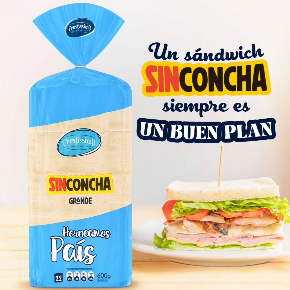 Crustissimo Pan Blanco Sin Concha Grande 600 gr