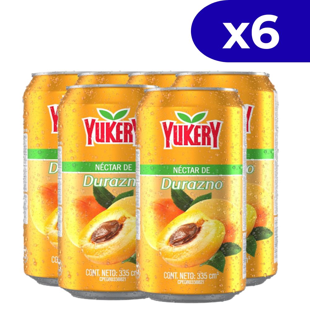 Jugo Yukery Néctar De Durazno Lata 355ml 6 Und
