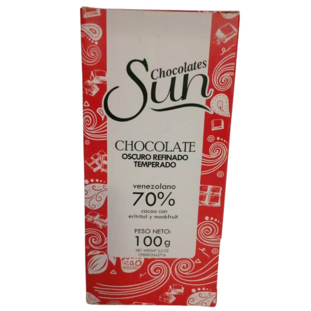 Chocolate Sun Oscuro con Eritritol y Monkfruit 100gr