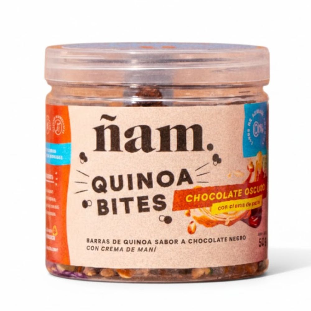 Ñam Quinoa Bites Chocolate Oscuro con Crema de Mani 50gr