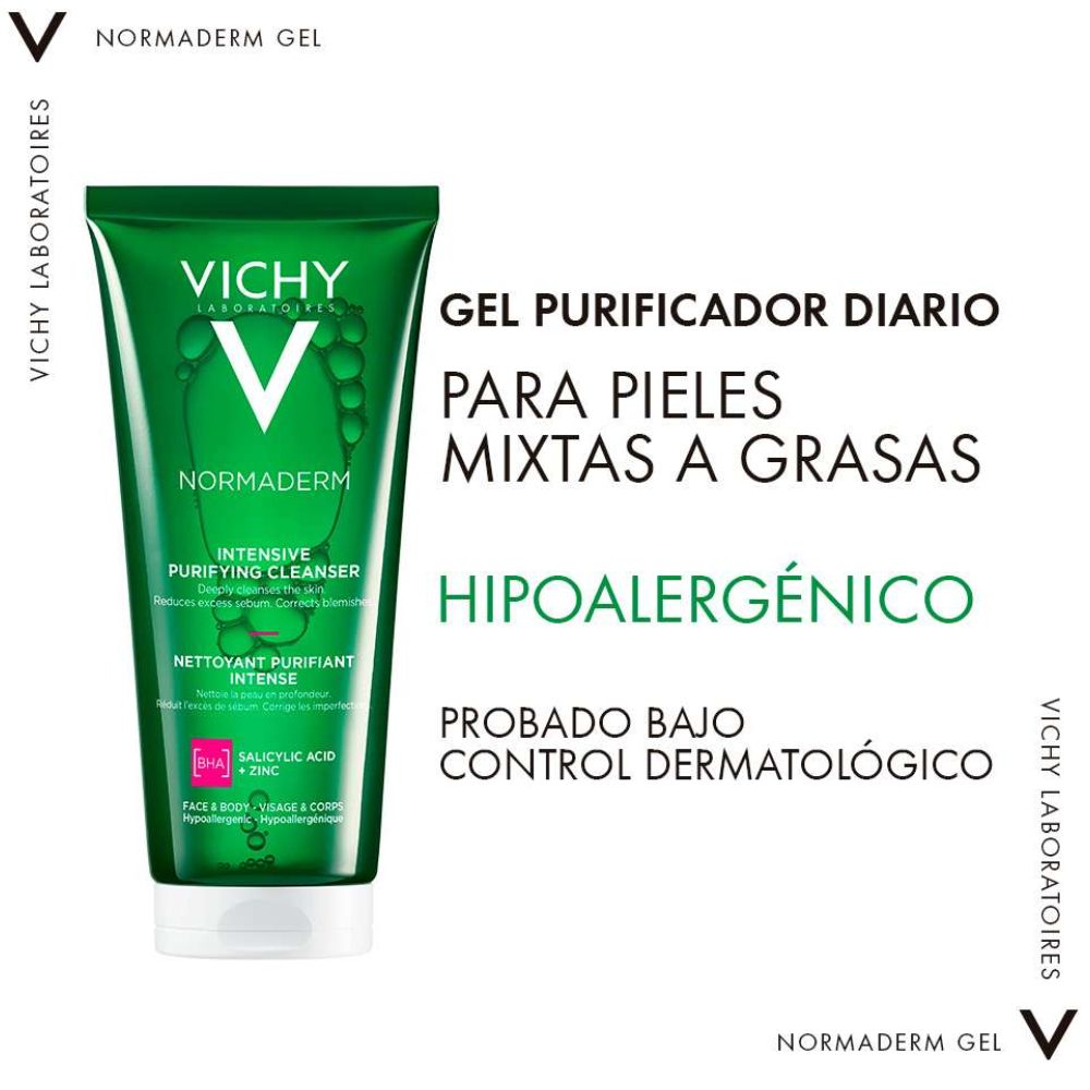 Vichy Normaderm Phytosolution Doble Accion Uso Diario Gel Limpiador Purificante Intenso 200ml