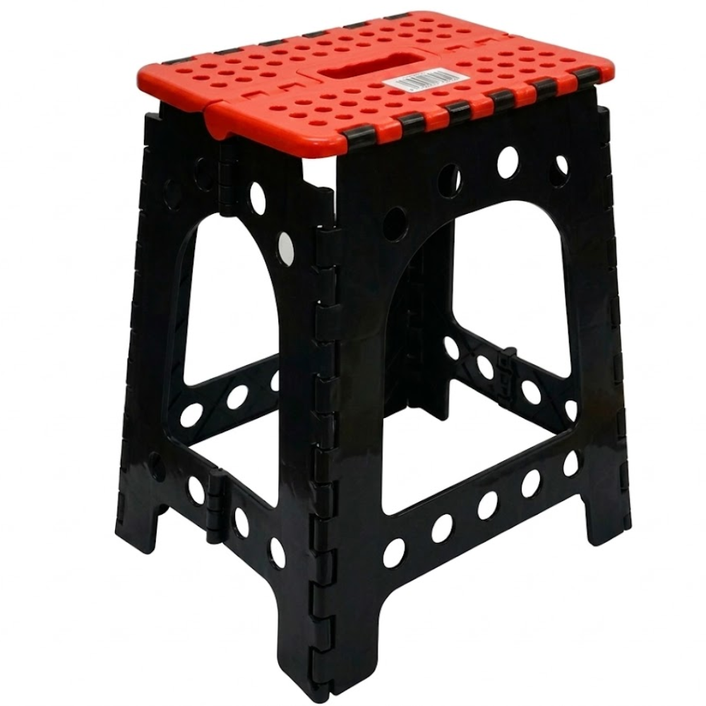 Alfa Hogar Banqueta Plegable Color Rojo Y Negro