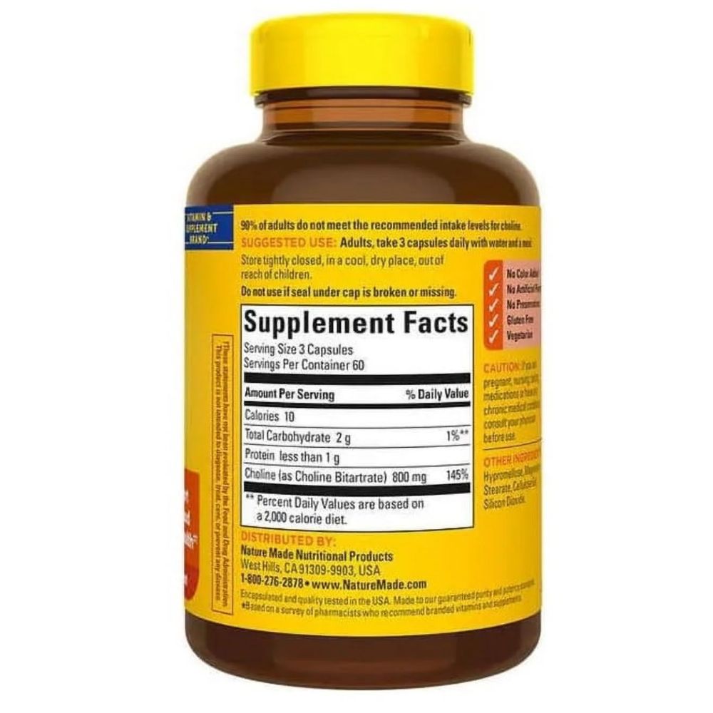 Choline Nature Made 800mg 180 Capsulas