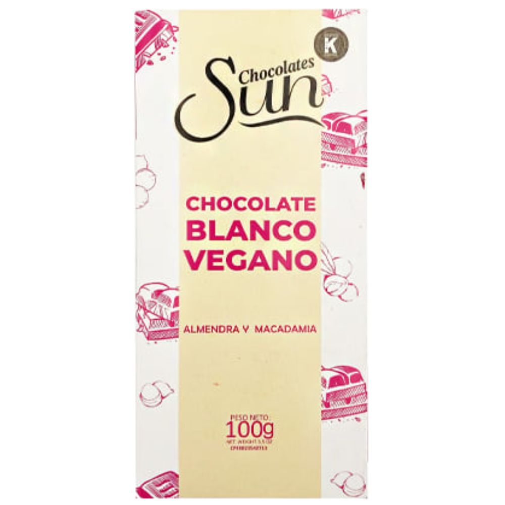 Chocolate Sun Blanco Vegan con Almendra y Macadamia 40% Manteca de Cacao 100gr