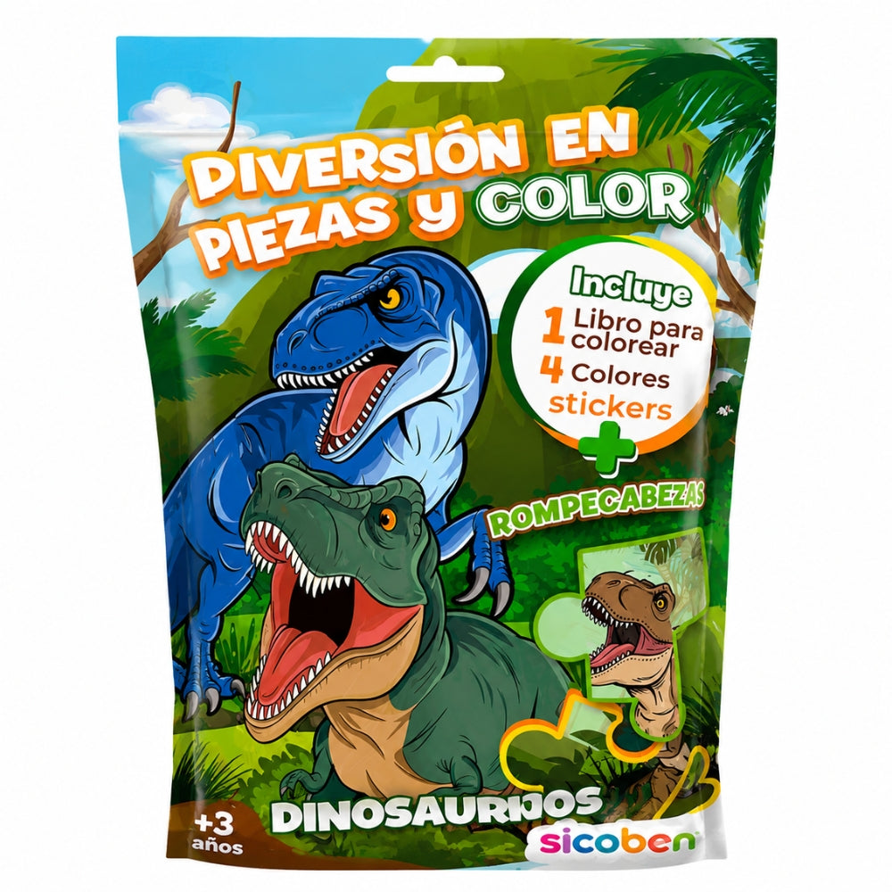 Sicoben Pack Diversion en Piezas Y Color Dinosaurios 3+