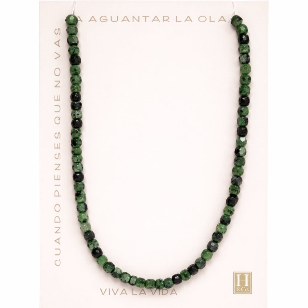 H&Co Collar Cubos de Agata y Cuarzo Green