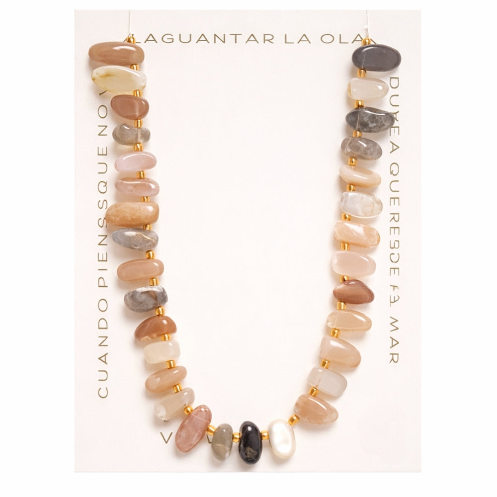 H&Co Collar Chispa Agata y Cuarzo Nude