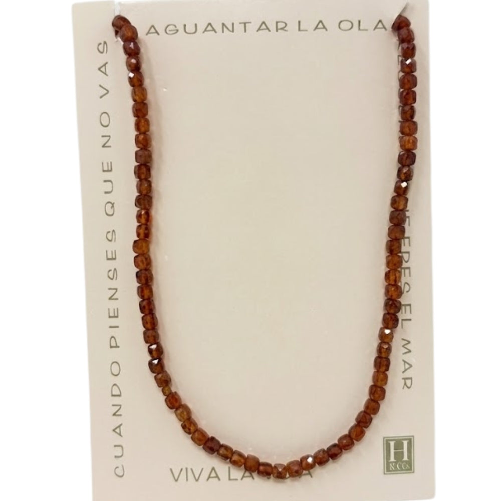 H&Co Collar Cubos de Agata y Cuarzo Brown