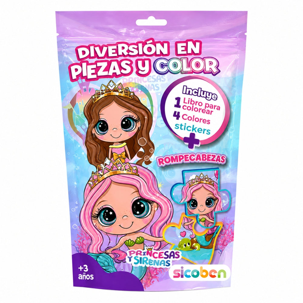 Sicoben Pack Diversion en Piezas Y Color Princesas y Sirenas 3+