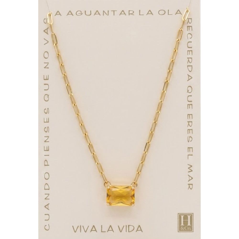 H&Co Collar de Cadena con Dije Brillante Yellow