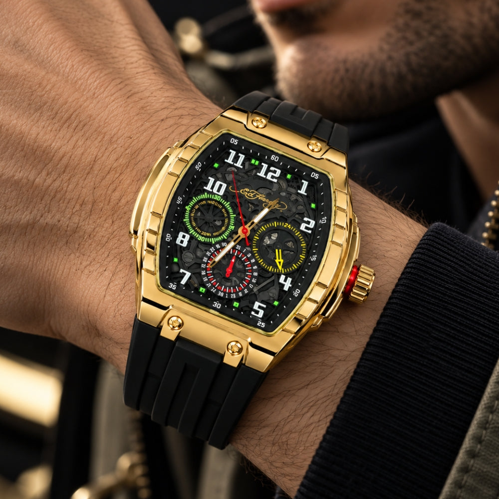 Ed Hardy Reloj Para Caballeros Gold & Black