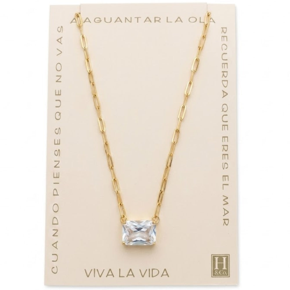 H&Co Collar de Cadena con Dije Brillante White